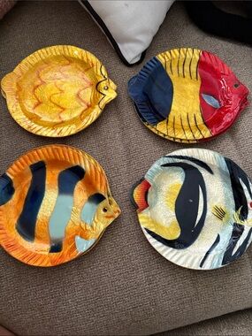 🐻8 Studio Nova Capiz Shell Fish Desert Plates Philippines Mother Of Pearl